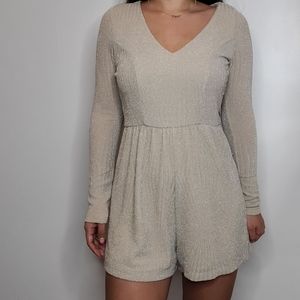 glitter beige romper long sleeve